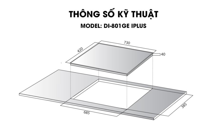 Bếp từ 2 vùng nấu Kocher DI-801GE IPLUS