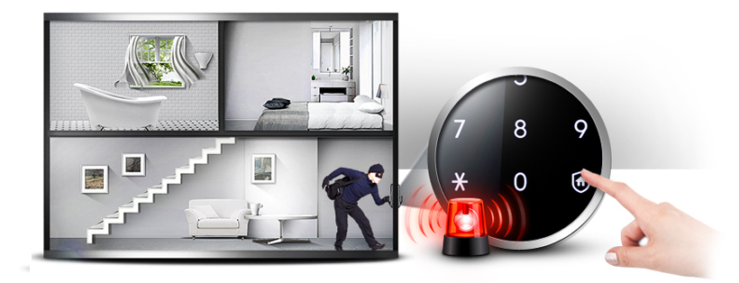 Tính năng báo động đột nhập qua cửa phụ bằng phím home.