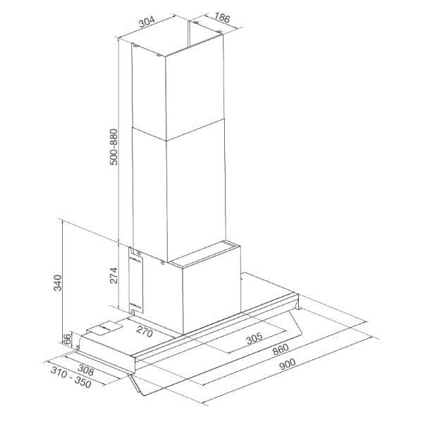 Máy hút khói khử mùi âm tủ Malloca Space MH 900SP