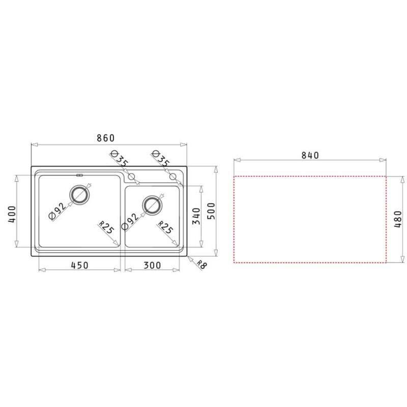 Chậu rửa chén Pyramis STUDIO 2B – POLISHED 0107149230