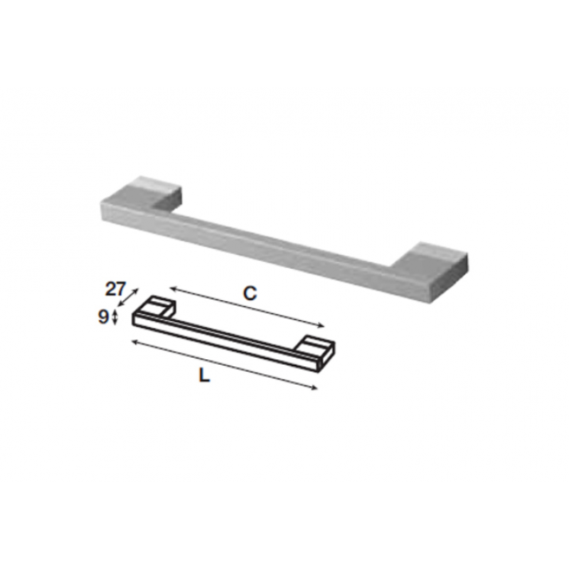 Tay nắm tủ Hafele, màu bạc 128x148mm 100.90.932
