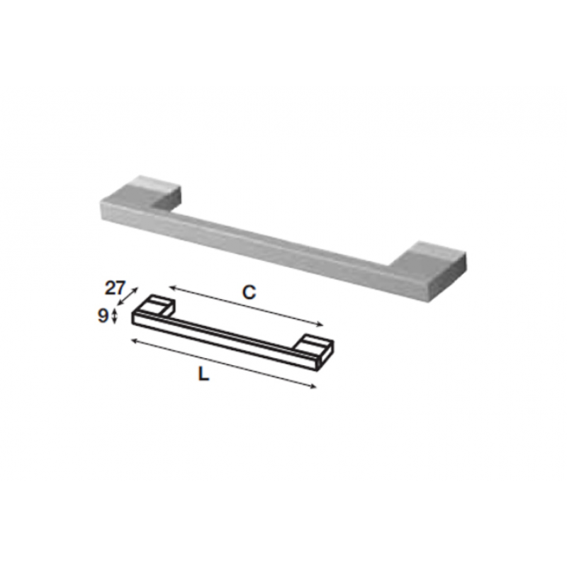 Tay nắm tủ Hafele, màu bạc 224 x 244mm 100.90.935