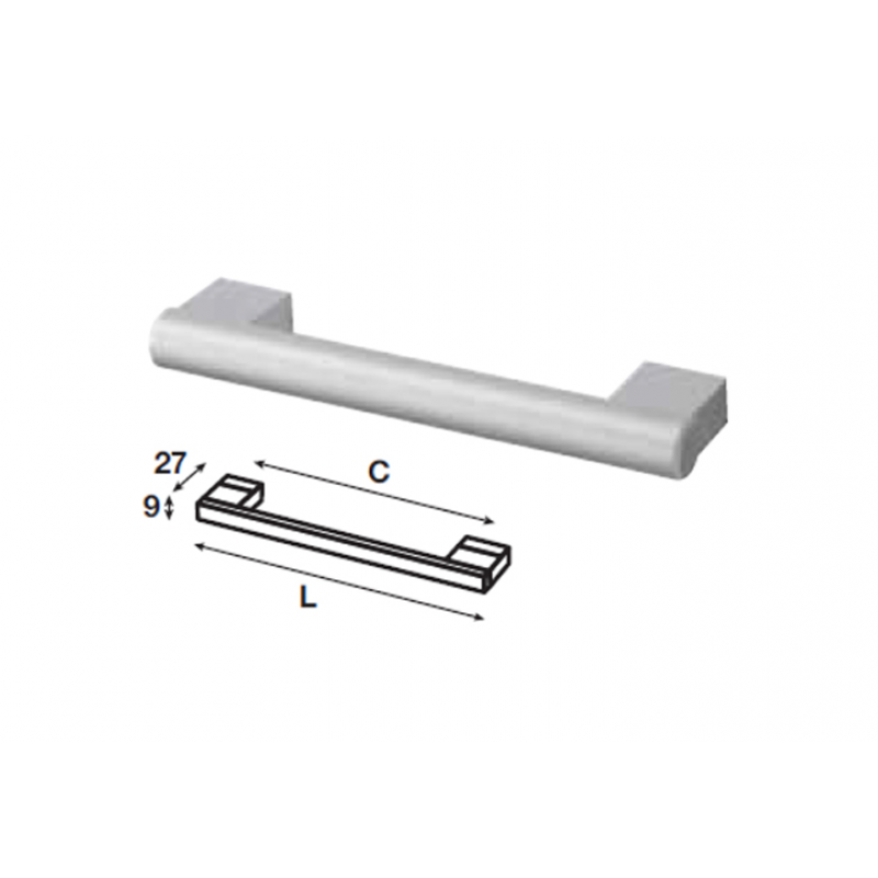 Tay nắm tủ Hafele, màu bạc 224x263mm 107.55.935