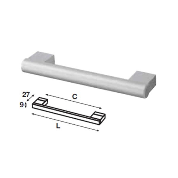 Tay nắm tủ Hafele, màu bạc 224x263mm 107.55.935