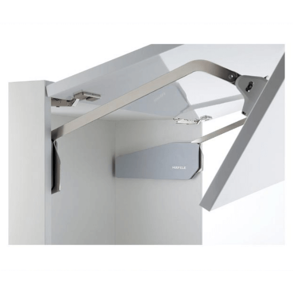 Tay nâng 2 cánh Häfele cao 520-590mm 15.2kg màu trắng 493.05.891