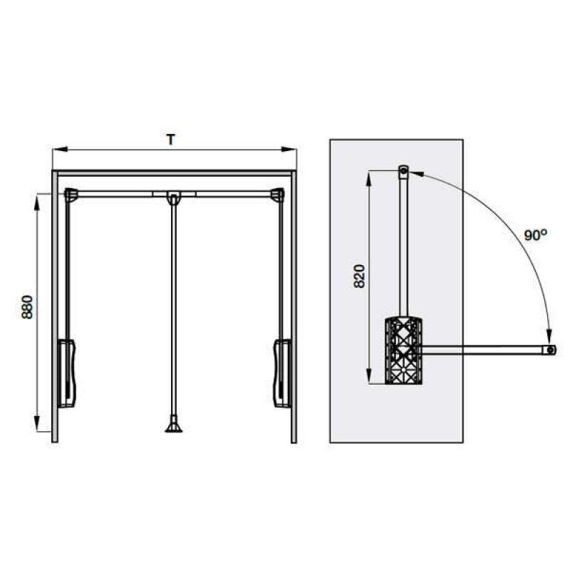 Tay nâng móc áo Hafele 450-600mm màu trắng 805.11.752