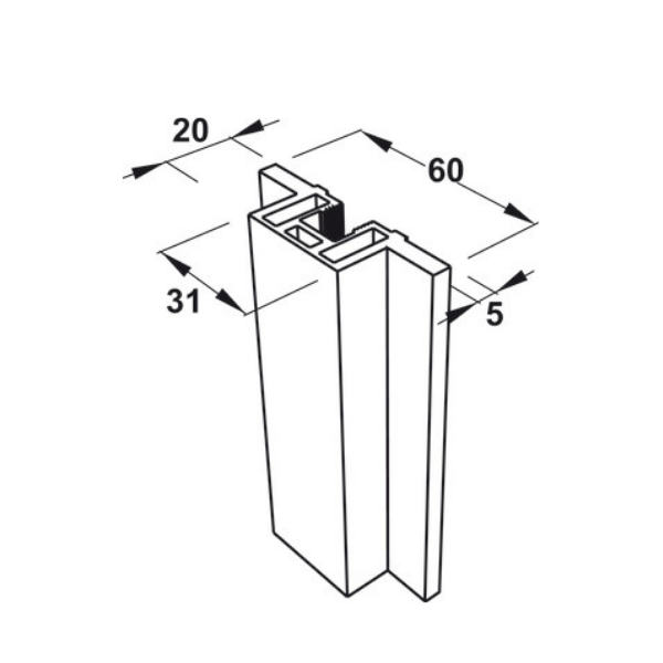 Thanh nhôm bên 52H màu đồng 3m Hafele 403.75.353