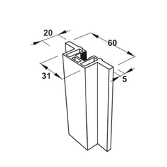 Thanh nhôm bên 52H màu đồng 3m Hafele 403.75.353