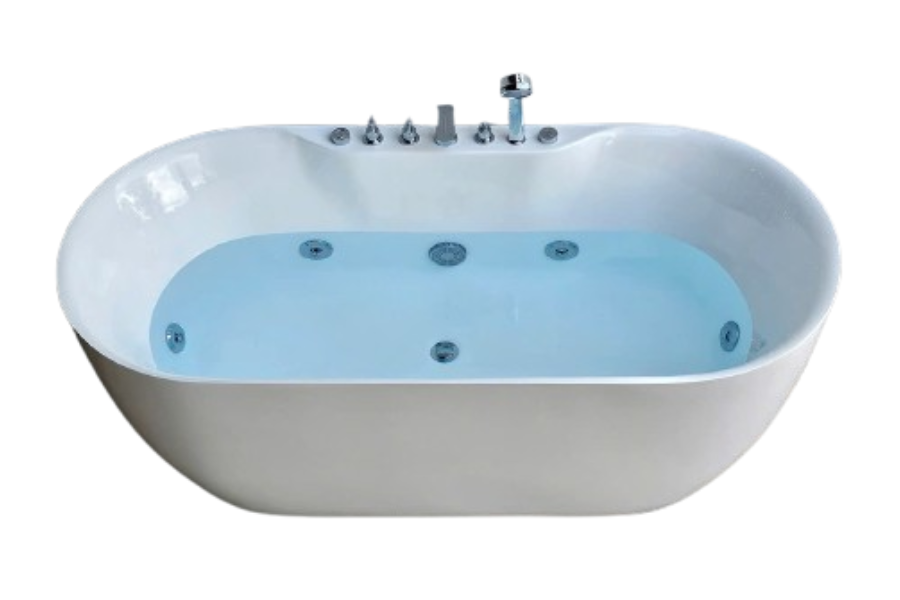 Bồn tắm Maamo MA-2426 ovan cạnh thẳng gắn massage và sen vòi