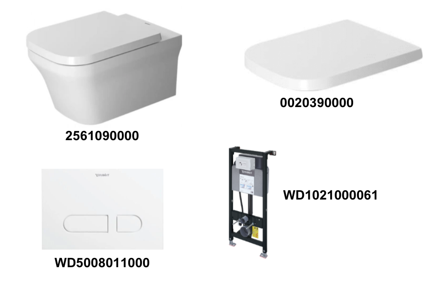 Bộ toilet treo tường Duravit P3 Comfort D-2561090000