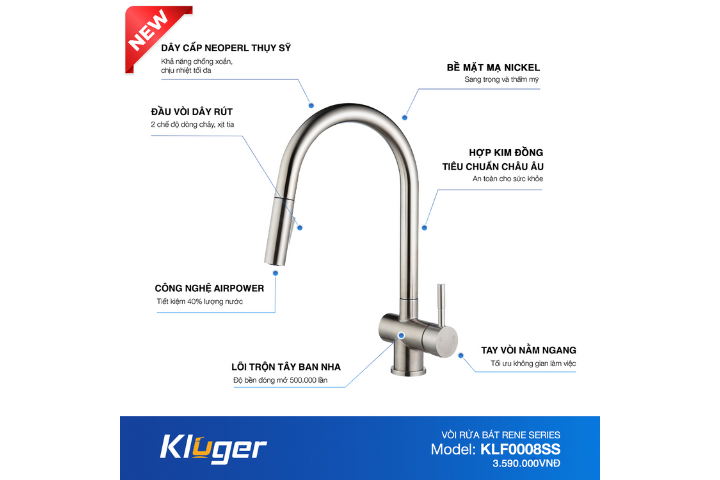 Vòi rửa bát Kluger KLF0008SS