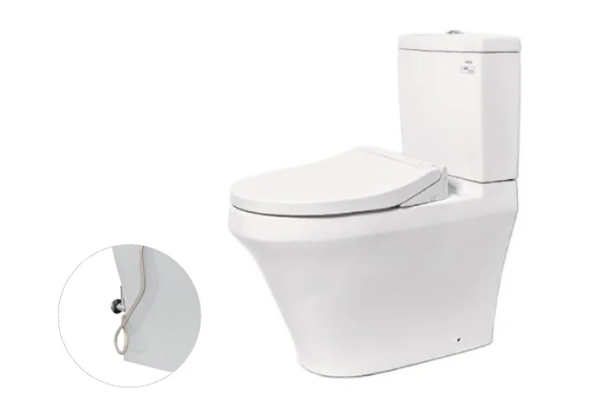 Bàn cầu hai khối TOTO CS948DE2XW, nắp đóng êm kèm vòi rửa nước lạnh TCW07S