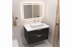 Tủ lavabo kính thông minh chìm đen MAAMO MF15