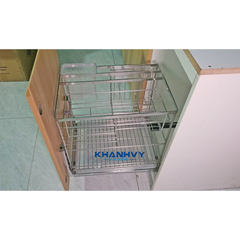 Giá dao thớt chai lọ đa năng nan dẹt, inox304, ray giảm chấn Atigold ATG40