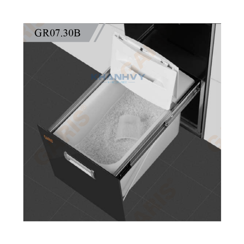 Thùng gạo mặt kính đen 2 khoang GR07.30B