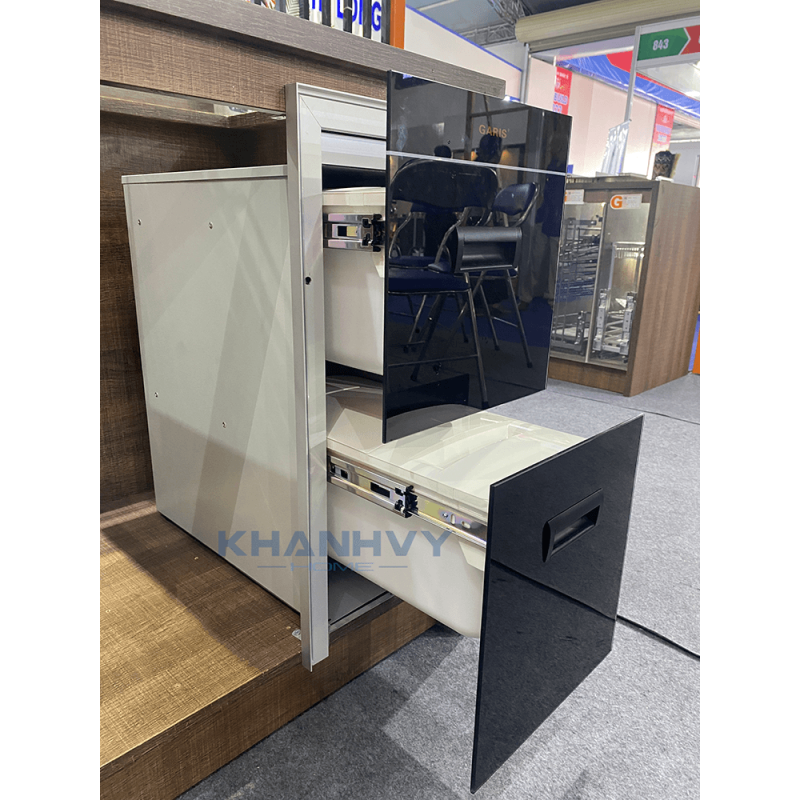 Thùng gạo mặt kính đen 2 khoang GR07.30B