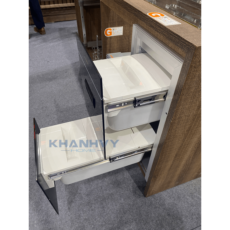 Thùng gạo mặt kính đen 2 khoang GR07.30B