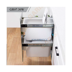 Thùng gạo mặt kính trắng 2 khoang GR07.30W