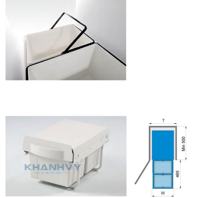 Thùng rác 2 ngăn âm tủ bếp Higold 307013