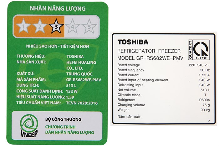 Tủ lạnh Toshiba GR-RS682WE-PMV(06)-MG 513L