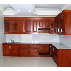 Tủ bếp chữ L gỗ gõ đỏ TBL-KVH02