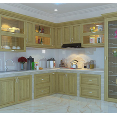 Tủ bếp chữ L gỗ sồi cao cấp TBL-KVH10