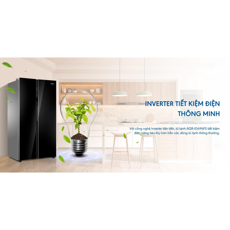 Tủ lạnh Aqua Inverter 602 lít AQR-IG696FS(GB)