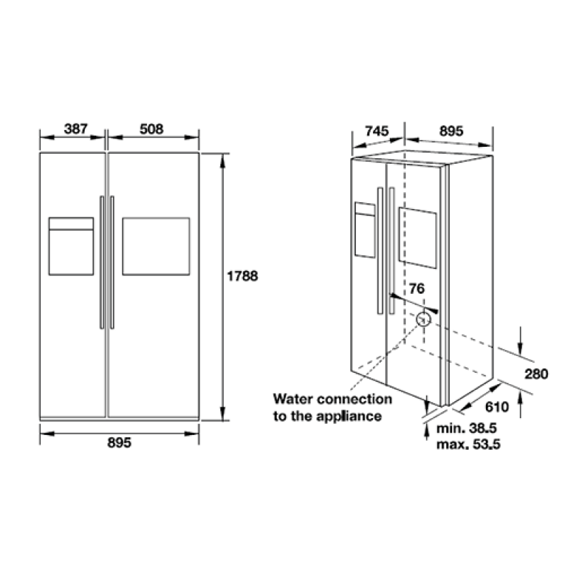 Tủ lạnh Side by Side Hafele HF-SBSIB 534.14.250