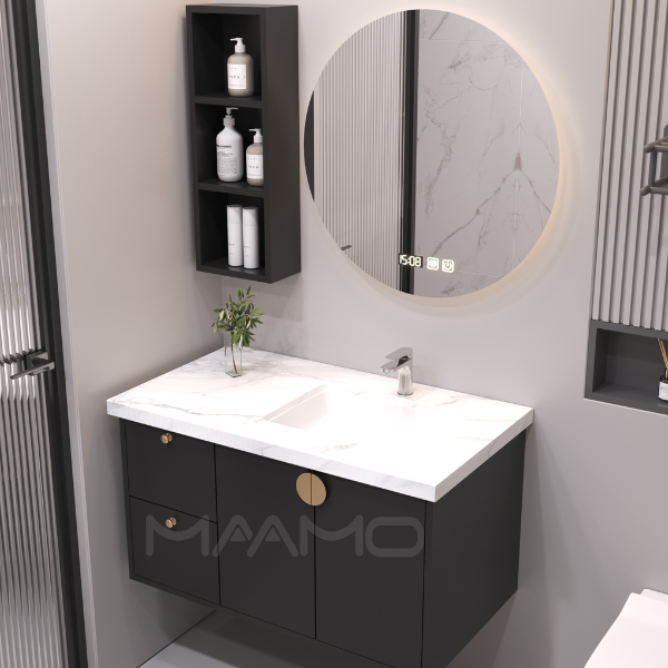 Tủ lavabo kính thông minh chìm đen MAAMO MF11