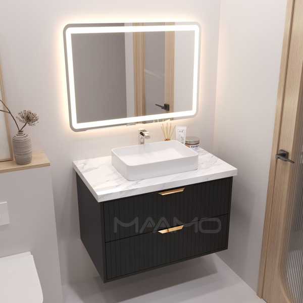 Tủ lavabo kính thông minh chìm đen MAAMO MF15