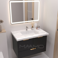Tủ lavabo kính thông minh chìm đen MAAMO MF21-80