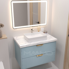 Tủ lavabo kính thông minh chìm xanh nhạt MAAMO MF15