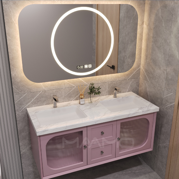 Tủ lavabo kính thông minh hồng MAAMO MF06-120
