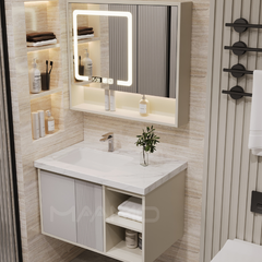 Tủ lavabo kính thông minh màu kem MAAMO MF08-80