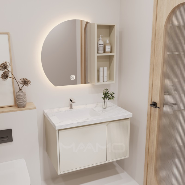 Tủ lavabo kính thông minh màu kem MAAMO MF10-100