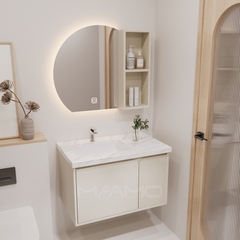 Tủ lavabo kính thông minh màu kem MAAMO MF10-100