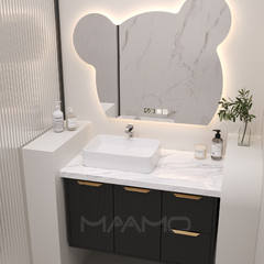 Tủ lavabo kính thông minh nổi đen MAAMO MF14