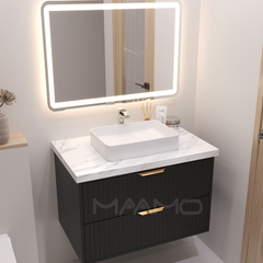 Tủ lavabo kính thông minh nổi đen MAAMO MF16