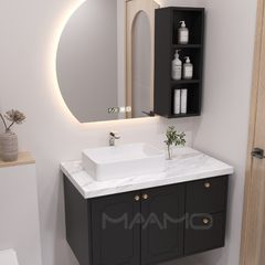 Tủ lavabo kính thông minh nổi đen MAAMO MF18
