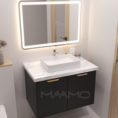 Tủ lavabo kính thông minh nổi đen MAAMO MF20-80