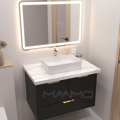 Tủ lavabo kính thông minh nổi đen MAAMO MF22-80