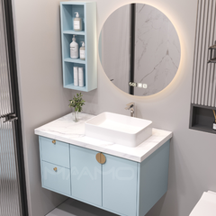 Tủ lavabo kính thông minh nổi xanh nhạt MAAMO MF12