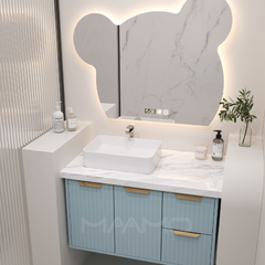 Tủ lavabo kính thông minh nổi xanh nhạt MAAMO MF14