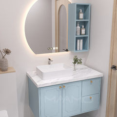 Tủ lavabo kính thông minh nổi xanh nhạt MAAMO MF18