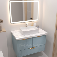 Tủ lavabo kính thông minh nổi xanh nhạt MAAMO MF22-80