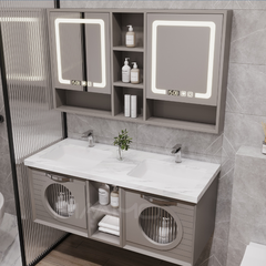 Tủ lavabo kính thông minh xám beige MAAMO MF04-140