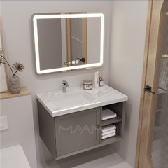 Tủ lavabo kính thông minh xám beige MAAMO MF05-100
