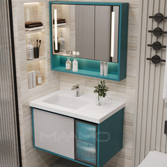 Tủ lavabo kính thông minh xanh cổ vịt MAAMO MF09-80
