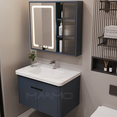 Tủ lavabo kính thông minh xanh đậm MAAMO MF01-80
