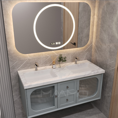 Tủ lavabo kính thông minh xanh dương nhạt MAAMO MF06-120